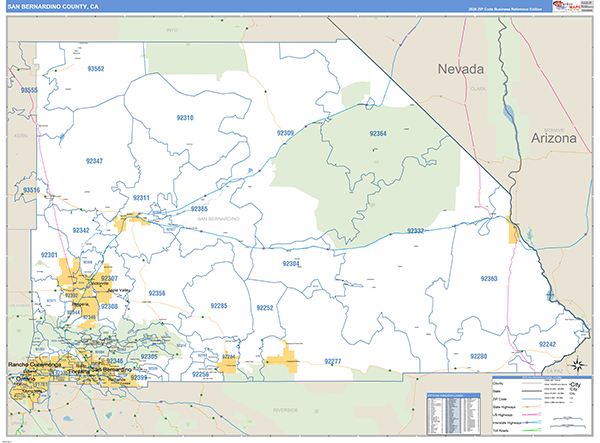 San Bernardino County, CA Map Basic Style